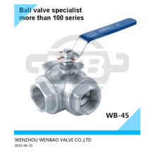 A351 CF8m Three Way Ball Valve 3/4" 1000 Wog